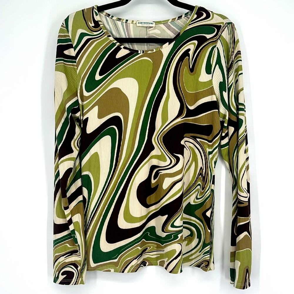 Vintage Y2K Earthbound Butterfly Rib Knit Top Shirt Forest Goblin Grunge Artsy - Picture 3 of 7